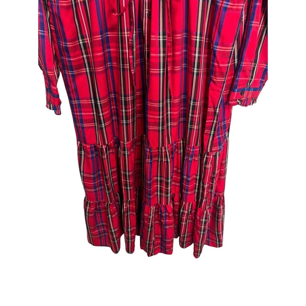 Chaps Tartan Plaid Tiered Maxi Dress XL Holiday Preppy Christmas Long Sleeves - Picture 5 of 6
